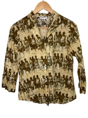 Barry Bricken Vintagw “dream girls” 3/4 cotton button up shirt